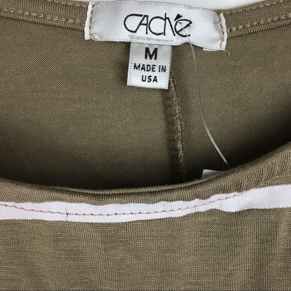 CACHE Top Blouse Stripe Floral Batwing Sleeves Tan White Orange Size Medium - Picture 6 of 10